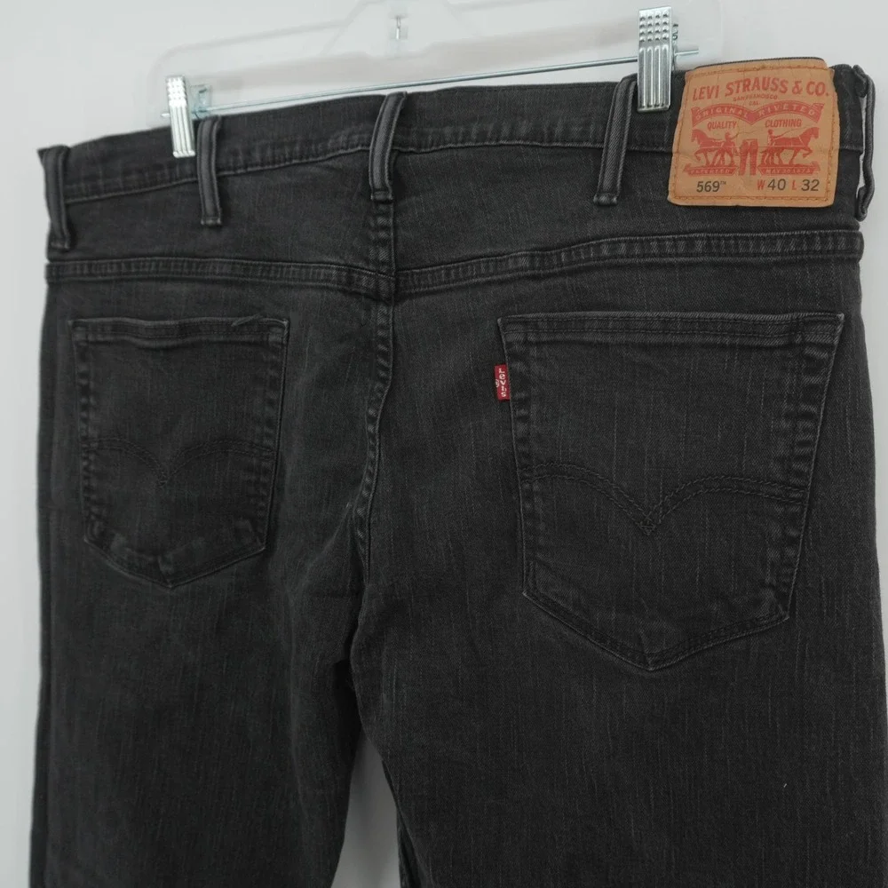 Levi's 569 Loose Straight Jeans Mens 40x32 Black Faded Denim Relaxed Fit